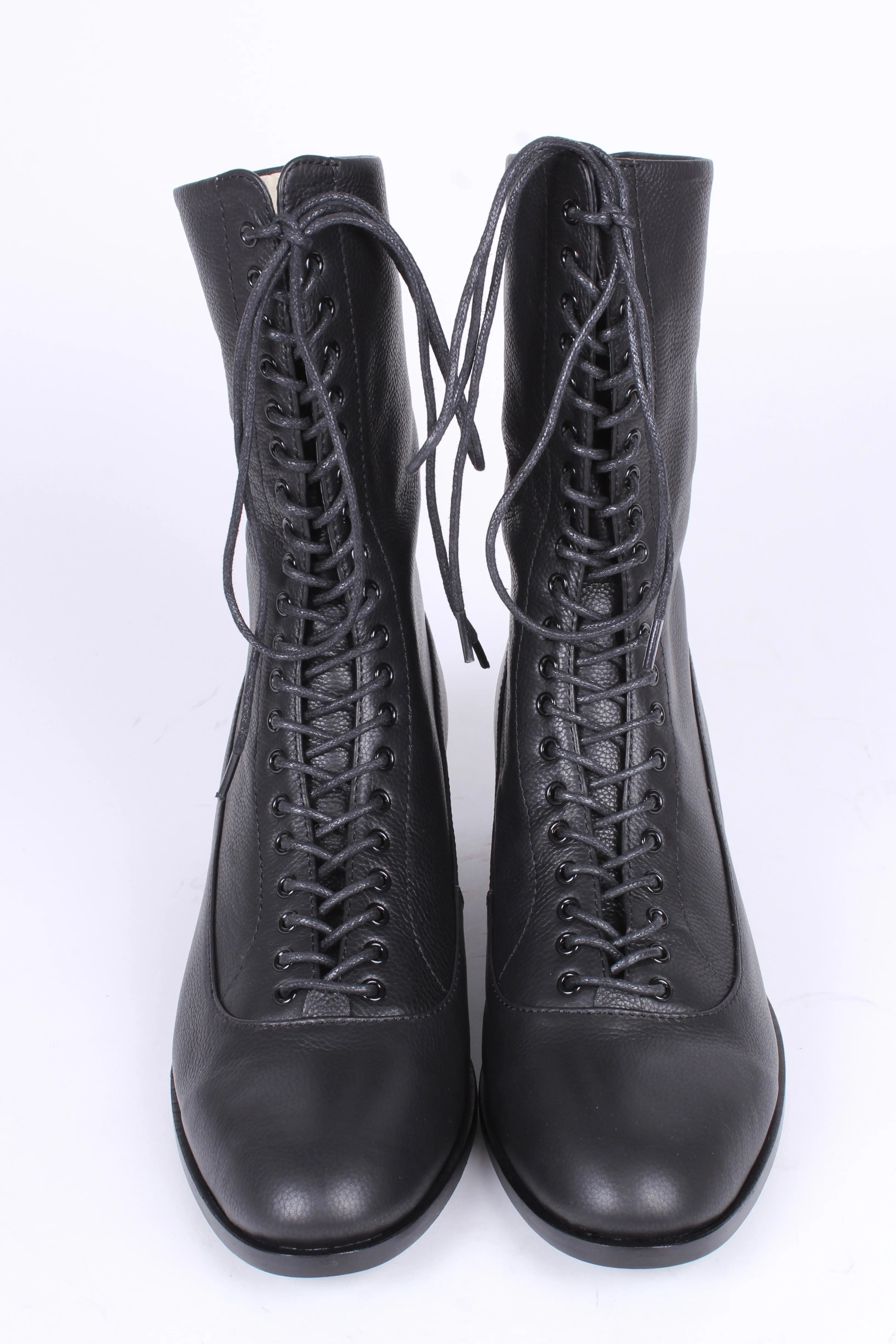 1910s Everyday Lace-up Boots - Black - Ruth