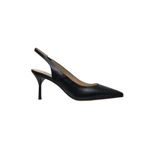 AicBerlluci Laura4 Ladies Black Leather Sling Heel
