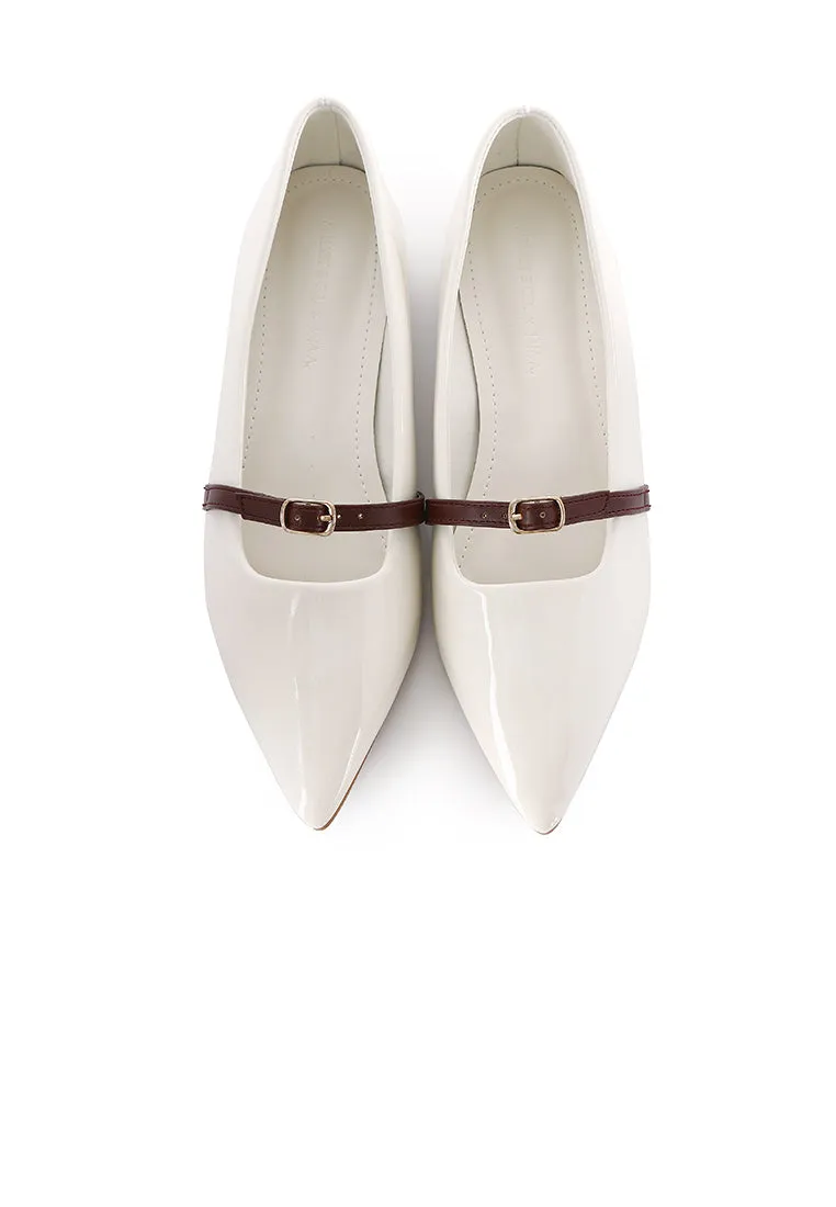 Aileen Patent Flats & Ballerina (White)
