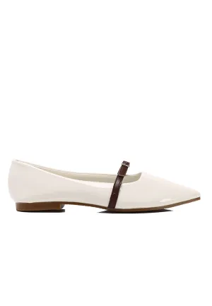 Aileen Patent Flats & Ballerina (White)