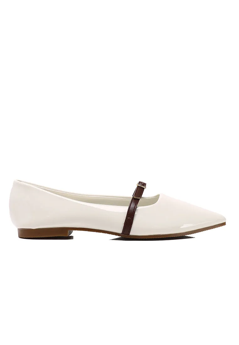 Aileen Patent Flats & Ballerina (White)