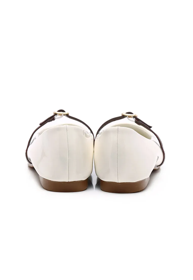Aileen Patent Flats & Ballerina (White)