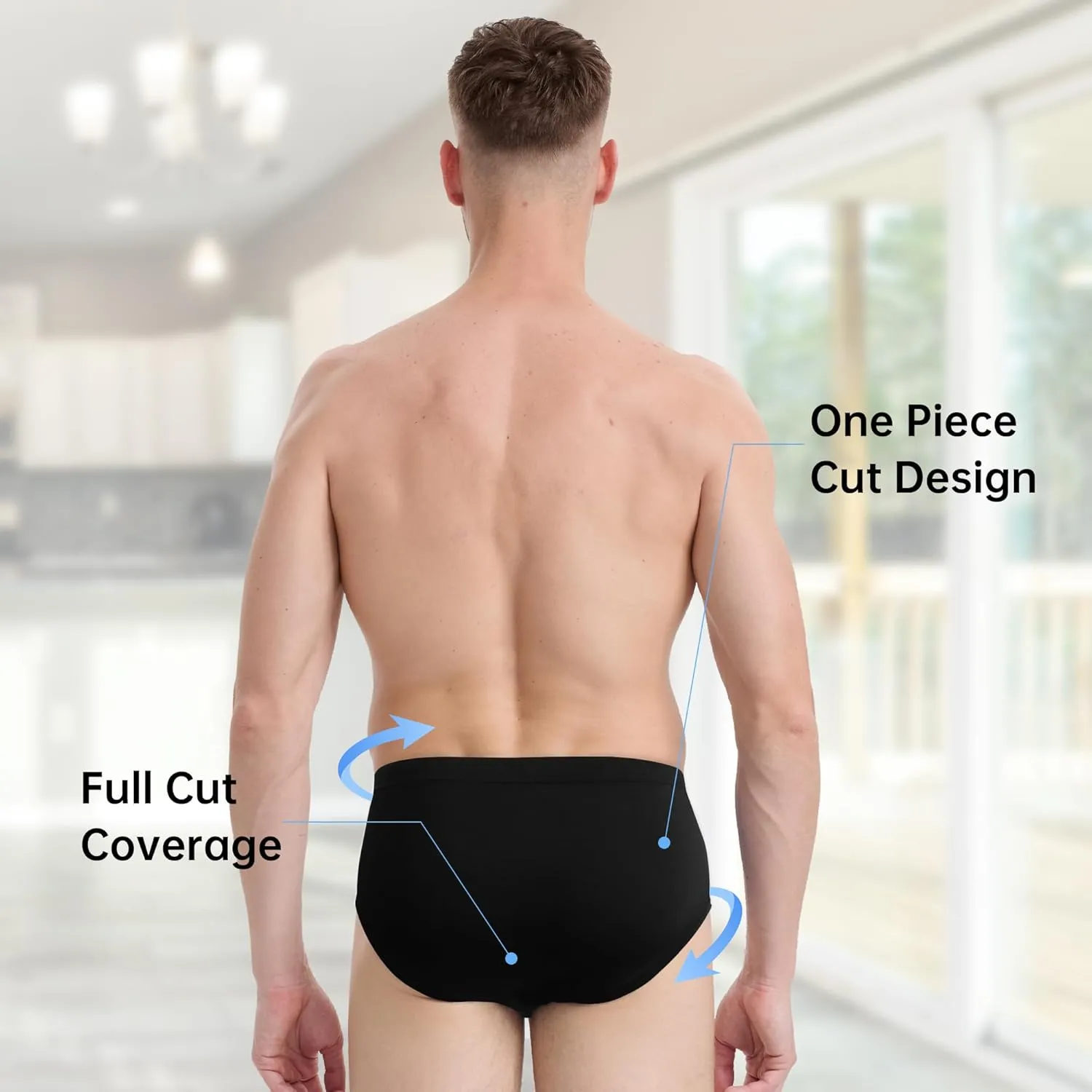 BAMBOO COOL Men's Tagless Briefs Coverd Waistband Comfort Soft Underwear with Contour Pouch Breathable Underpants, Multipacks