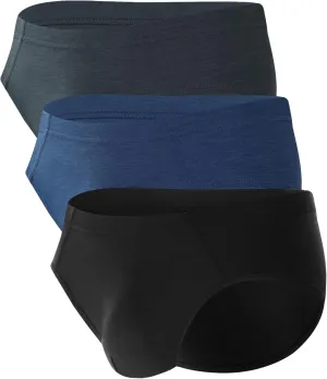 BAMBOO COOL Men's Tagless Briefs Coverd Waistband Comfort Soft Underwear with Contour Pouch Breathable Underpants, Multipacks