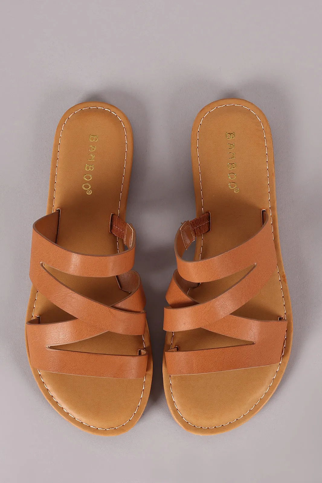 Bamboo Open Toe Strappy Slide Sandal