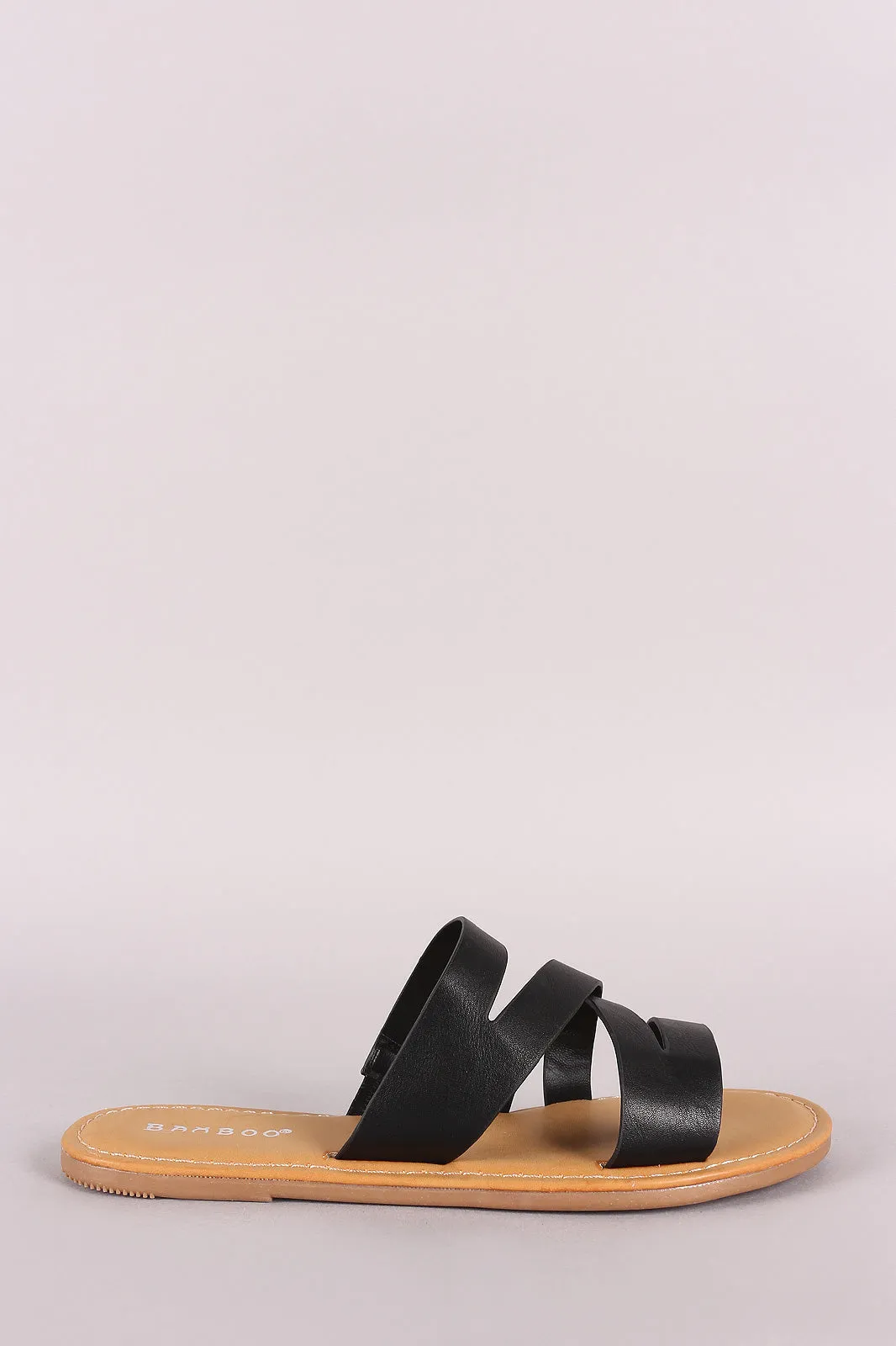 Bamboo Open Toe Strappy Slide Sandal
