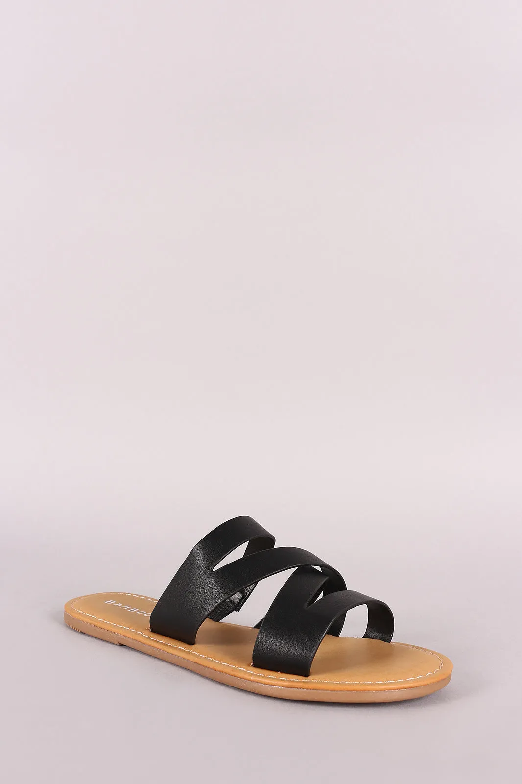 Bamboo Open Toe Strappy Slide Sandal