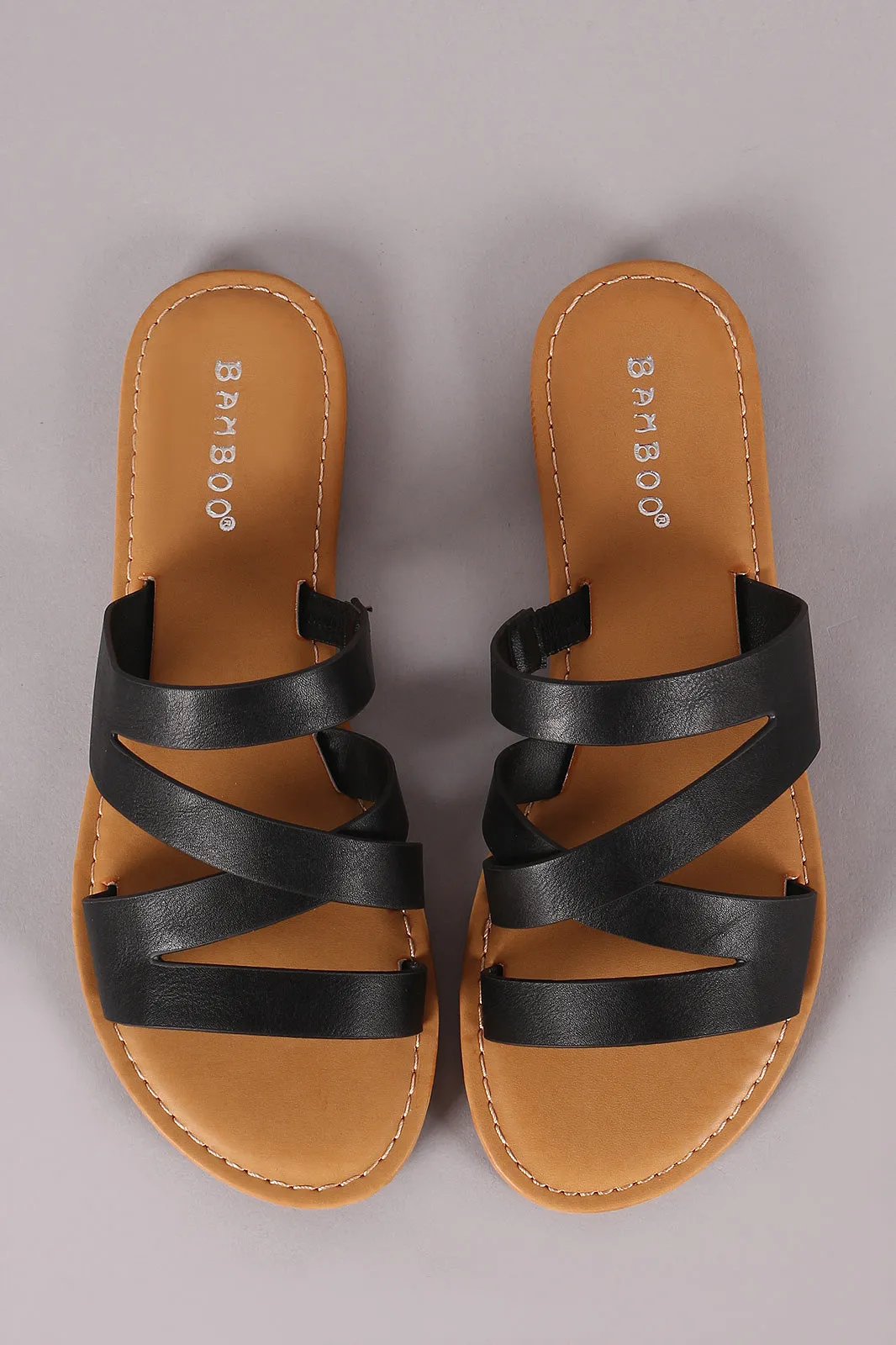 Bamboo Open Toe Strappy Slide Sandal