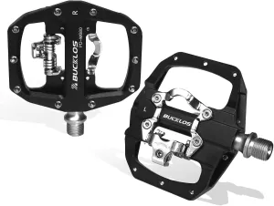 BUCKLOS SPD Pedals PD-M680 Mountain Bike Clip in SPD Flat Combo Dual Sided Pedals - Road Bike MTB Clipless Sealed Bearing Bicycle Clips Pedal Compatible with Shimano SPD Cleats (Black
