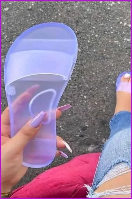 Colorful Transparent Frosted Beach Slippers F809