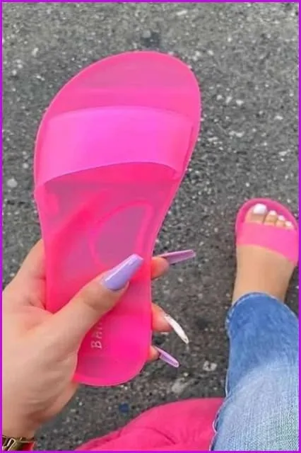Colorful Transparent Frosted Beach Slippers F809
