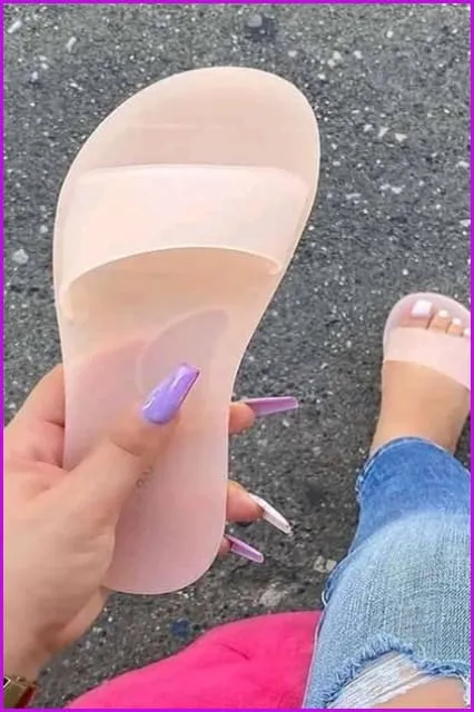 Colorful Transparent Frosted Beach Slippers F809