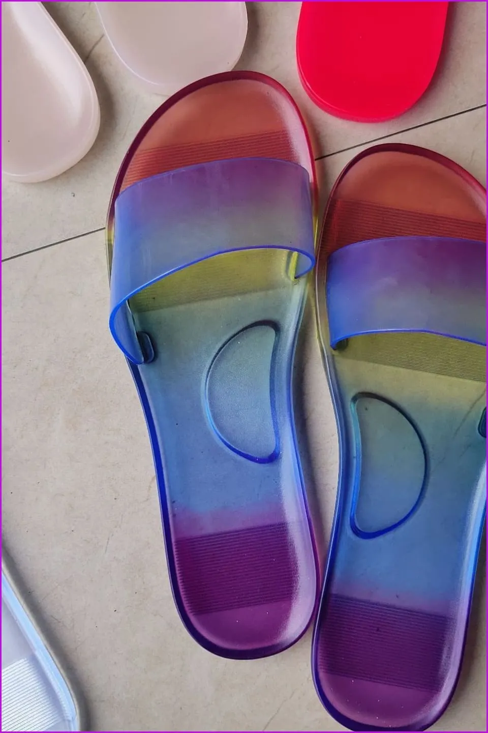 Colorful Transparent Frosted Beach Slippers F809