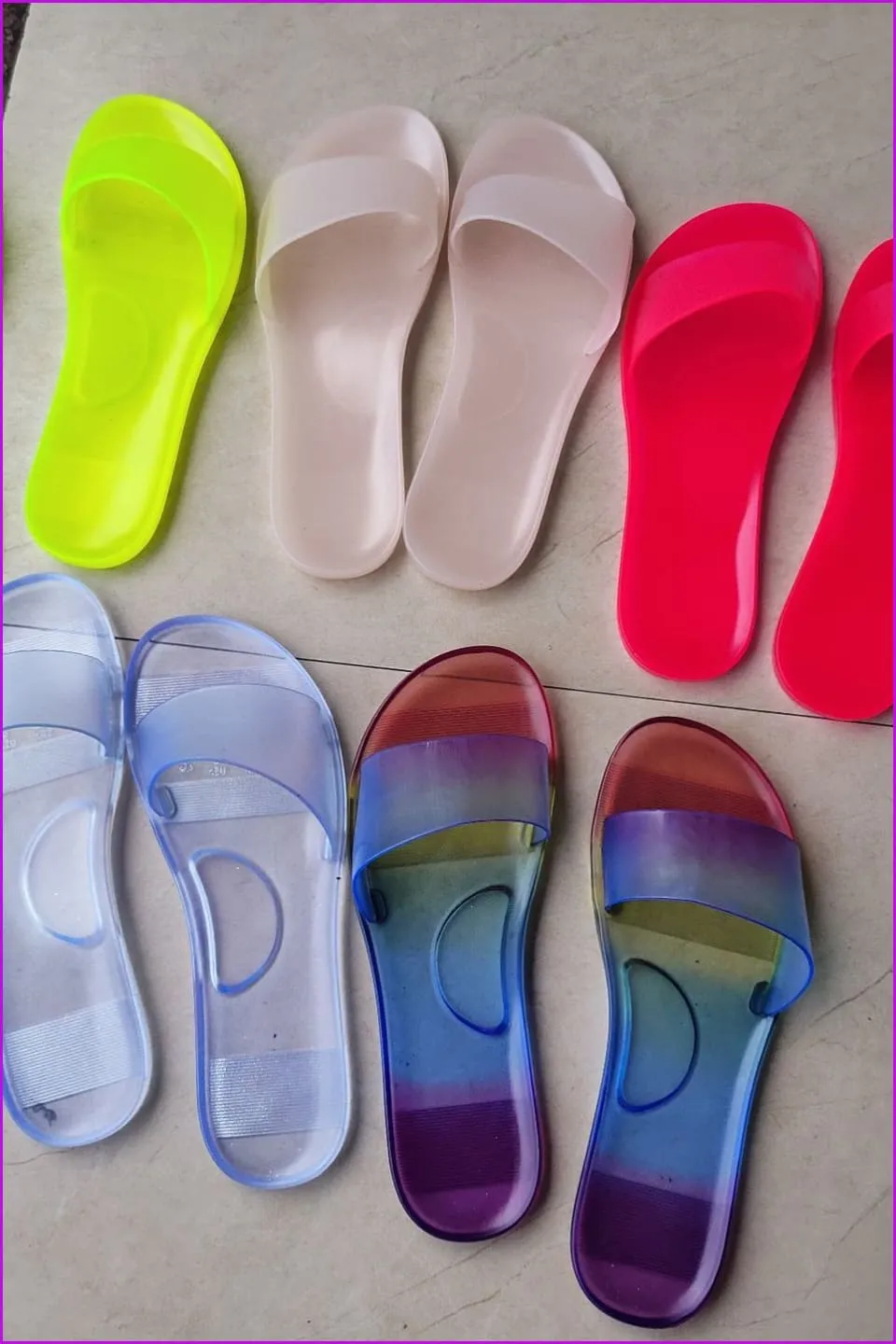 Colorful Transparent Frosted Beach Slippers F809