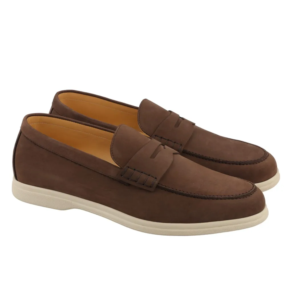 CORNELIANI Nubuck Penny Loafer BROWN