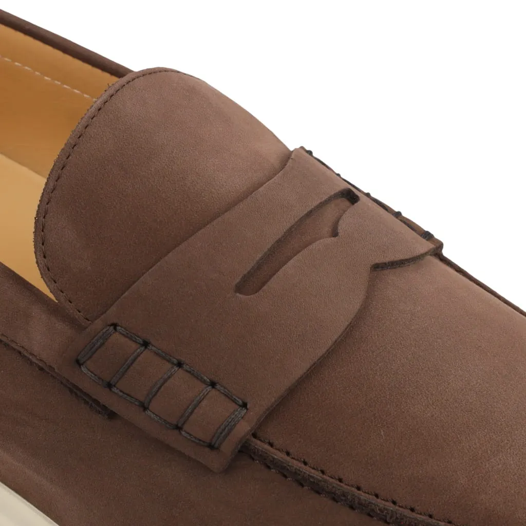 CORNELIANI Nubuck Penny Loafer BROWN