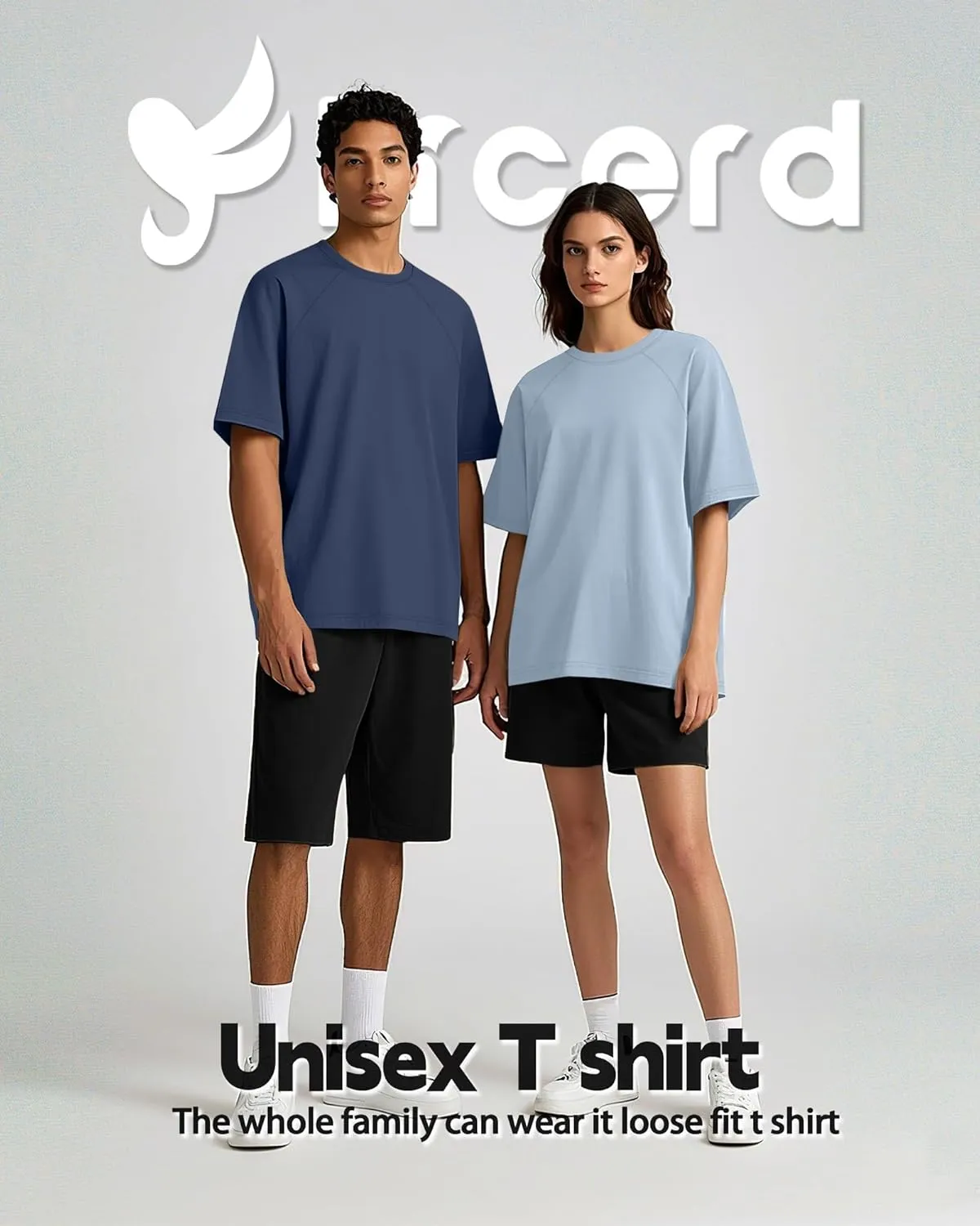 Ficerd 3 Pack Cotton Men's Oversized T Shirts Big and Tall Shirts Raglan Short Sleeve Crew Neck Plus Size Tee