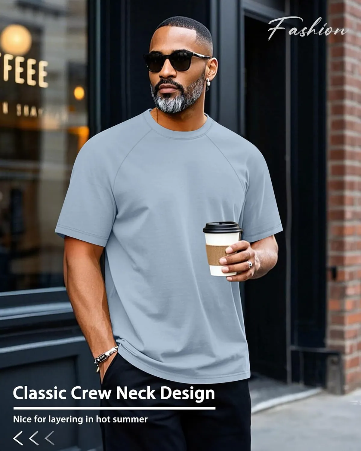 Ficerd 3 Pack Cotton Men's Oversized T Shirts Big and Tall Shirts Raglan Short Sleeve Crew Neck Plus Size Tee