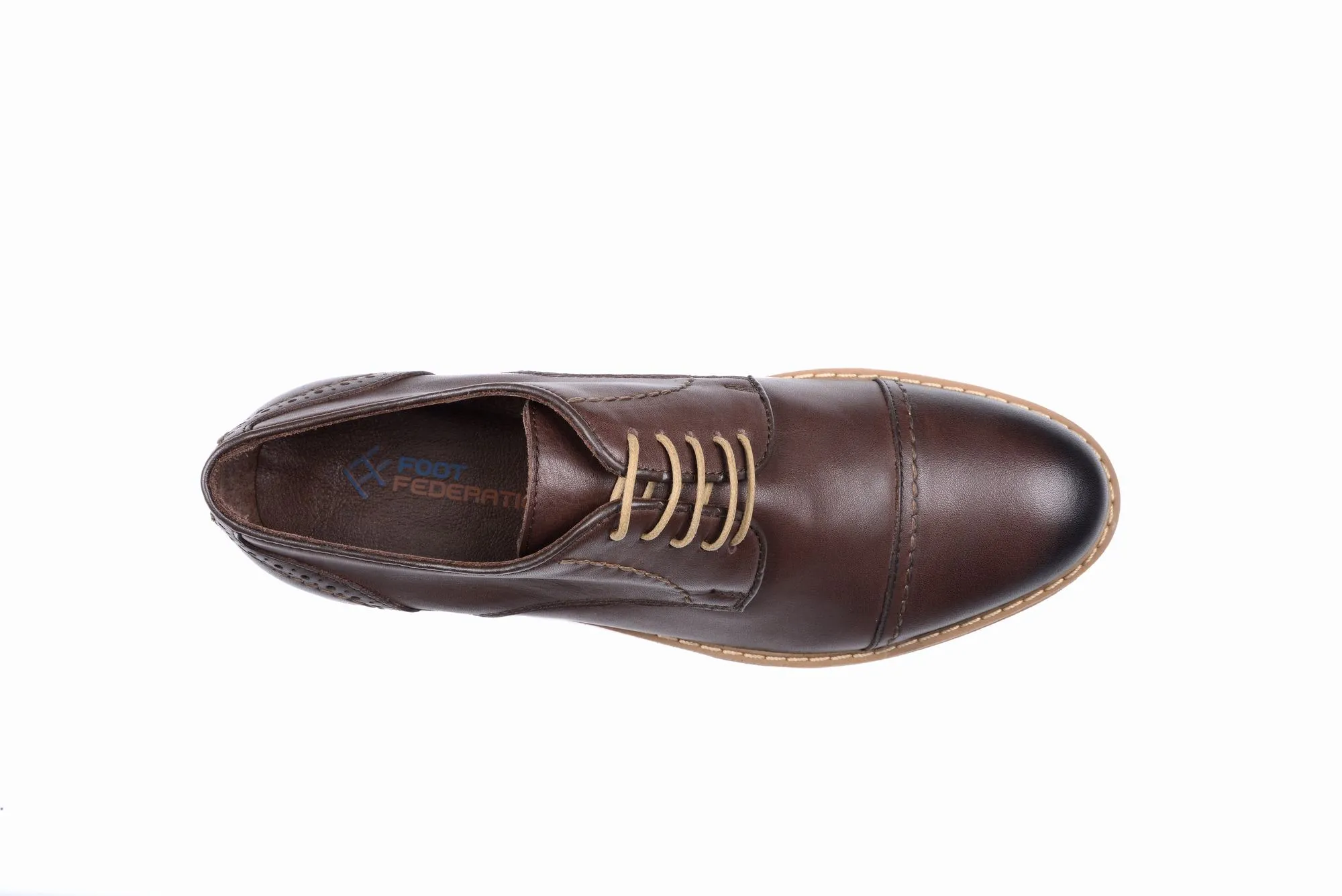 FOOT FEDERATION CITY DERBY CAP-TOE MENS SHOE BROWN