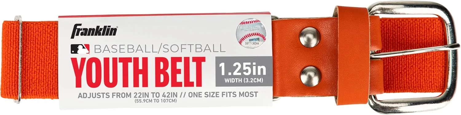 Franklin Sports Baseball Belt - Teeball, Baseball   Softball Belt - Boys   Girls   Adult - Adjustable for Pants - 22" to 48"
