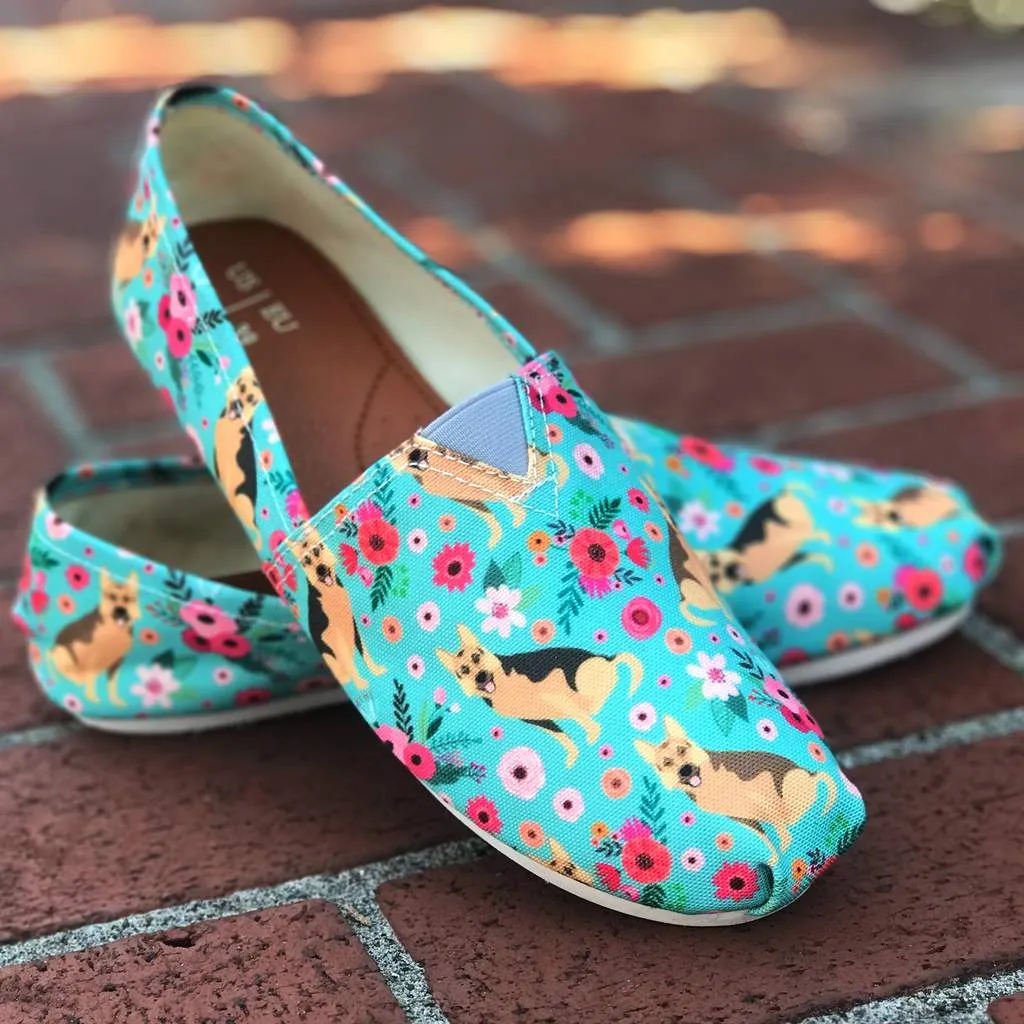 German Shepherd Flower Casual Shoes