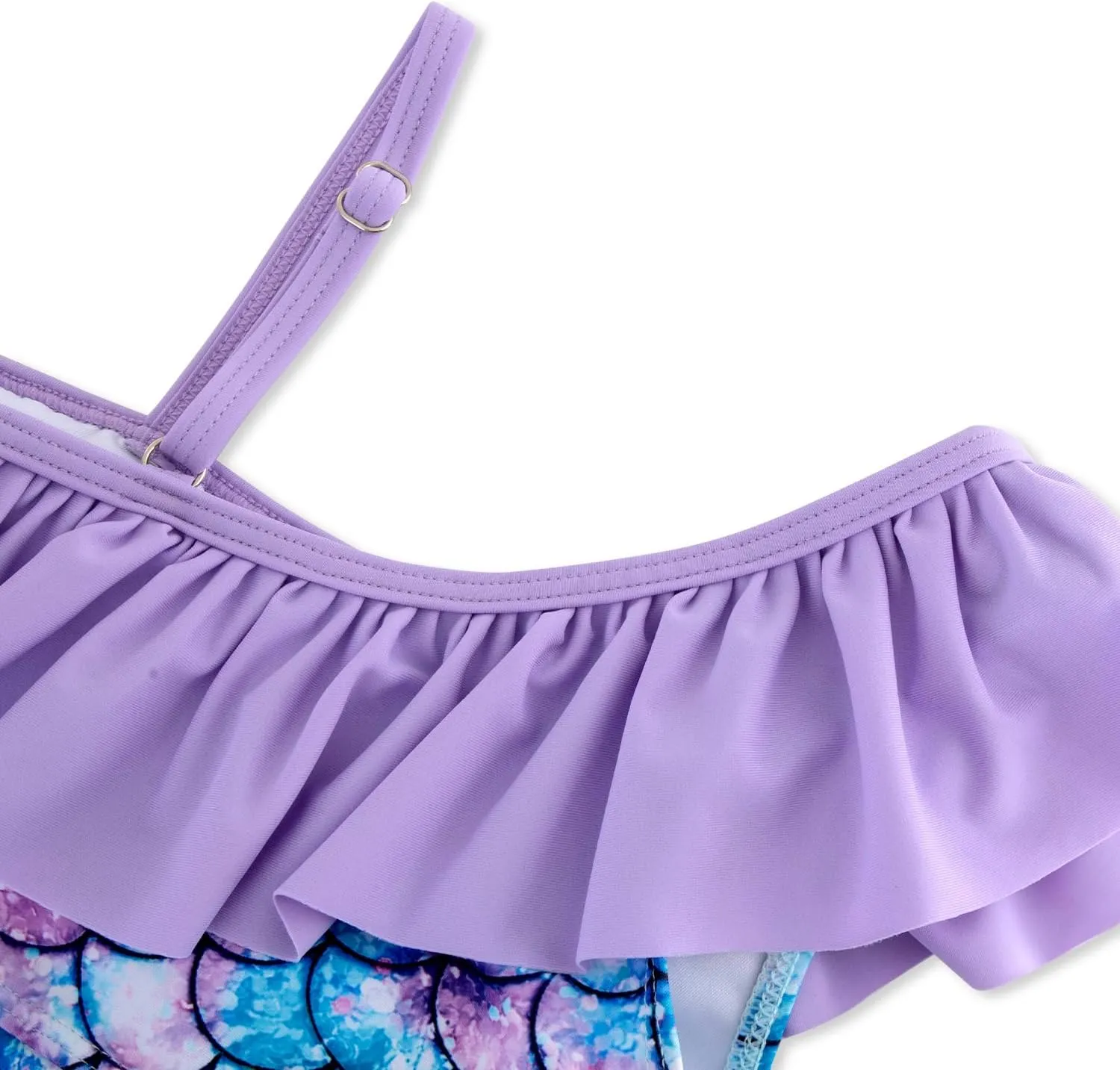 Girls One Piece Swimsuits Cutout Ruffle Bathing Suit Quick Dry Beach Swimwear with Adjustable Strap 5-14 Years