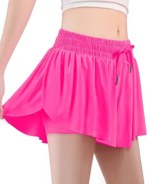 HASMES Girls Butterfly Shorts Teen Flowy Athletic Shorts for Running Dance Cheer 5-14Y