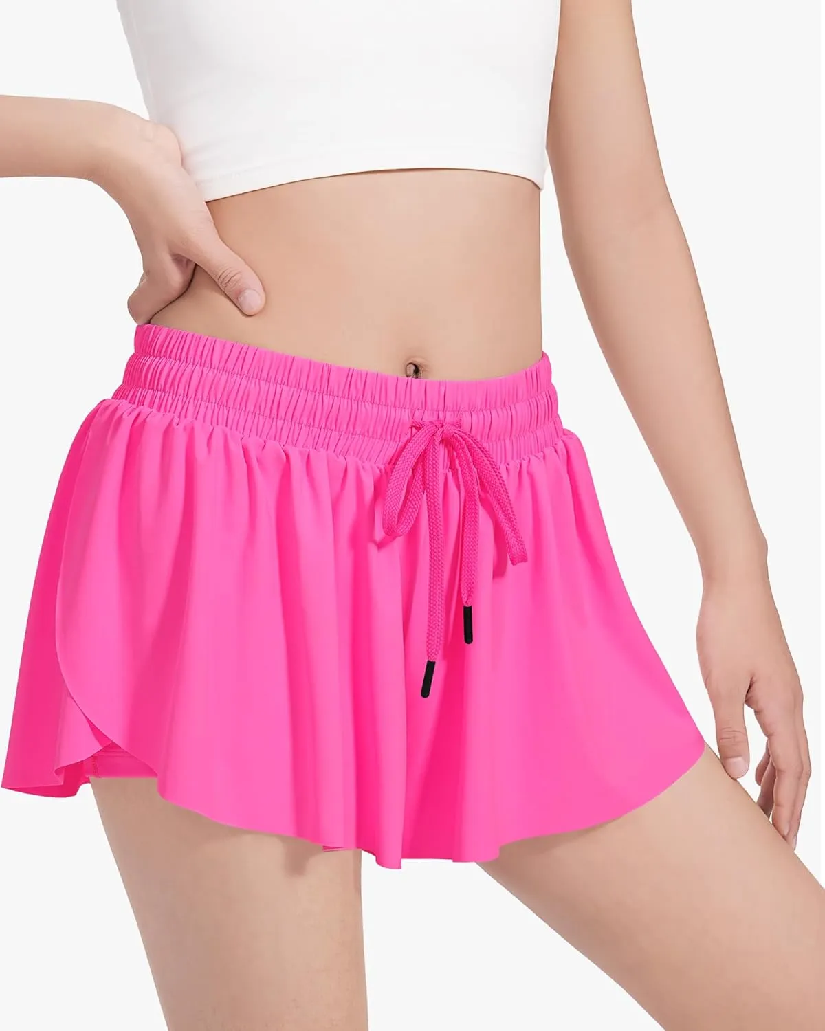 HASMES Girls Butterfly Shorts Teen Flowy Athletic Shorts for Running Dance Cheer 5-14Y