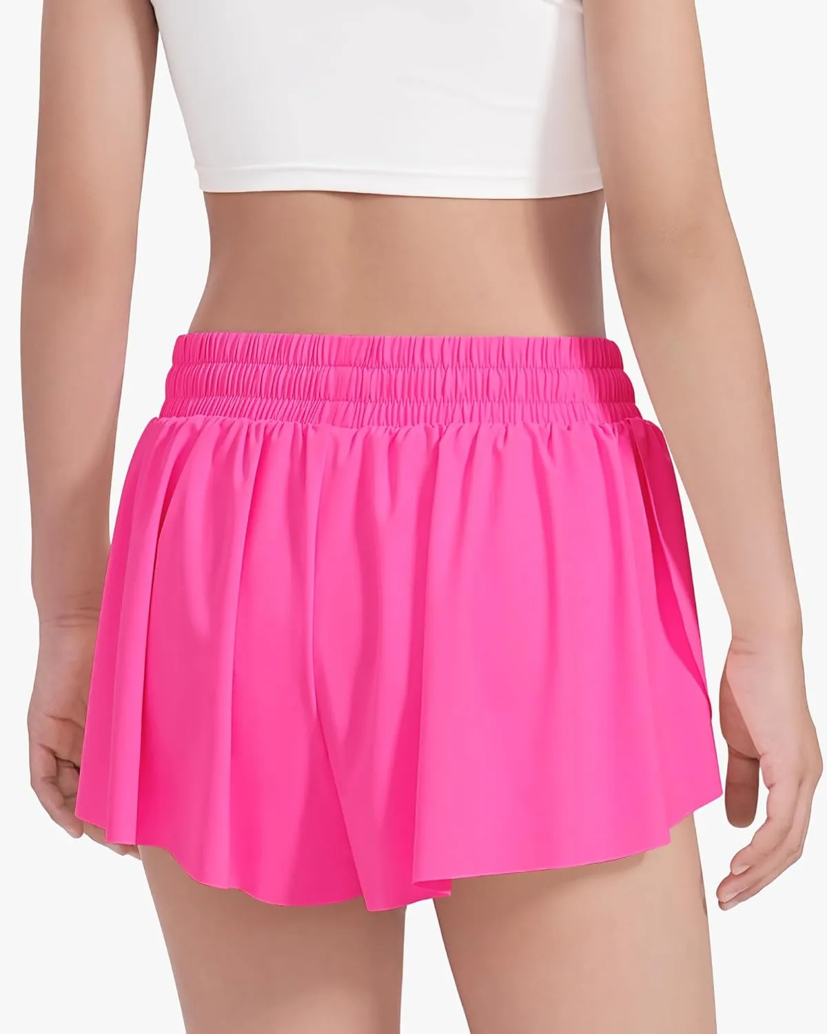 HASMES Girls Butterfly Shorts Teen Flowy Athletic Shorts for Running Dance Cheer 5-14Y