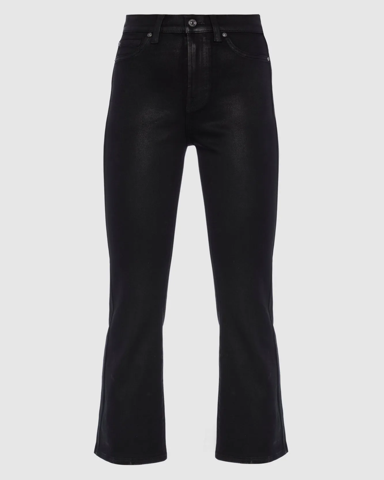High Waist Slim Kick in Coated Black