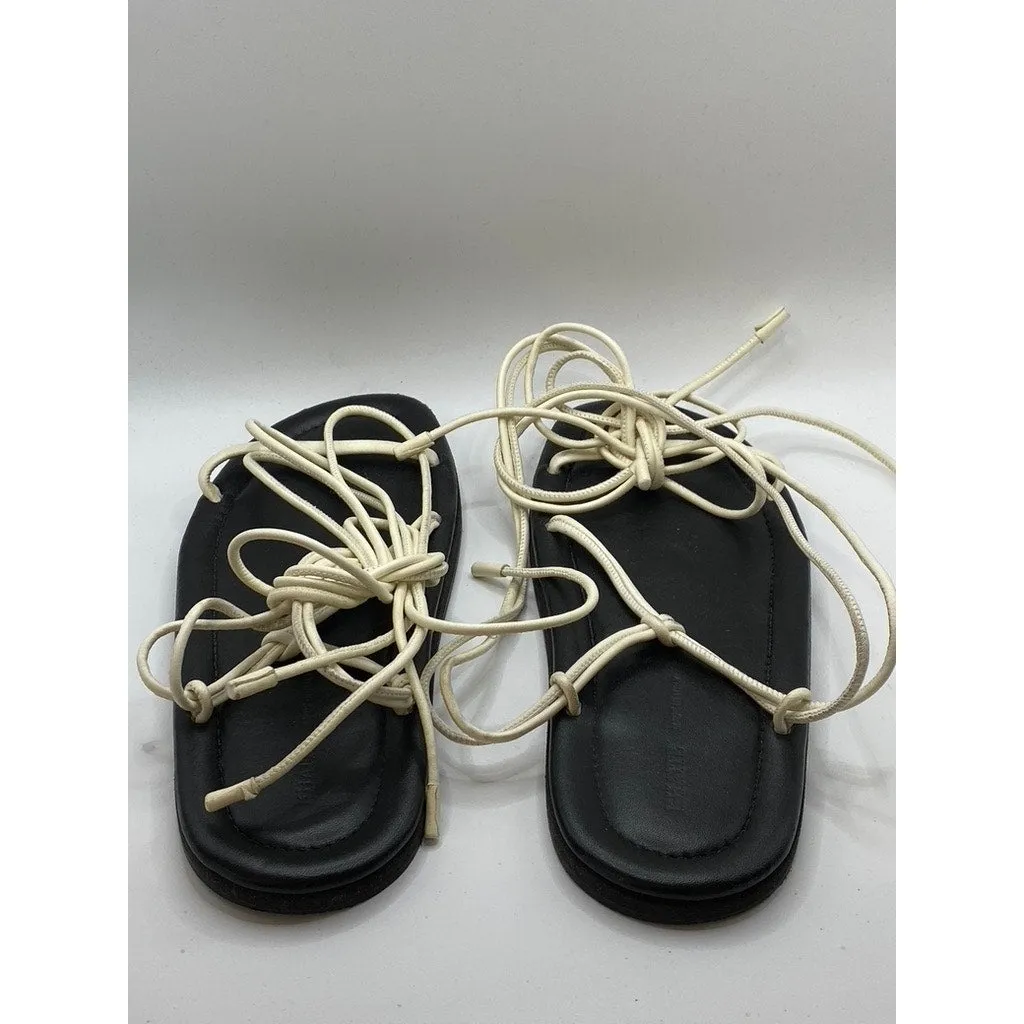 KHAITE Women's Cream Leather Ankle Strap Gladiator Sandals SZ 39(US9)