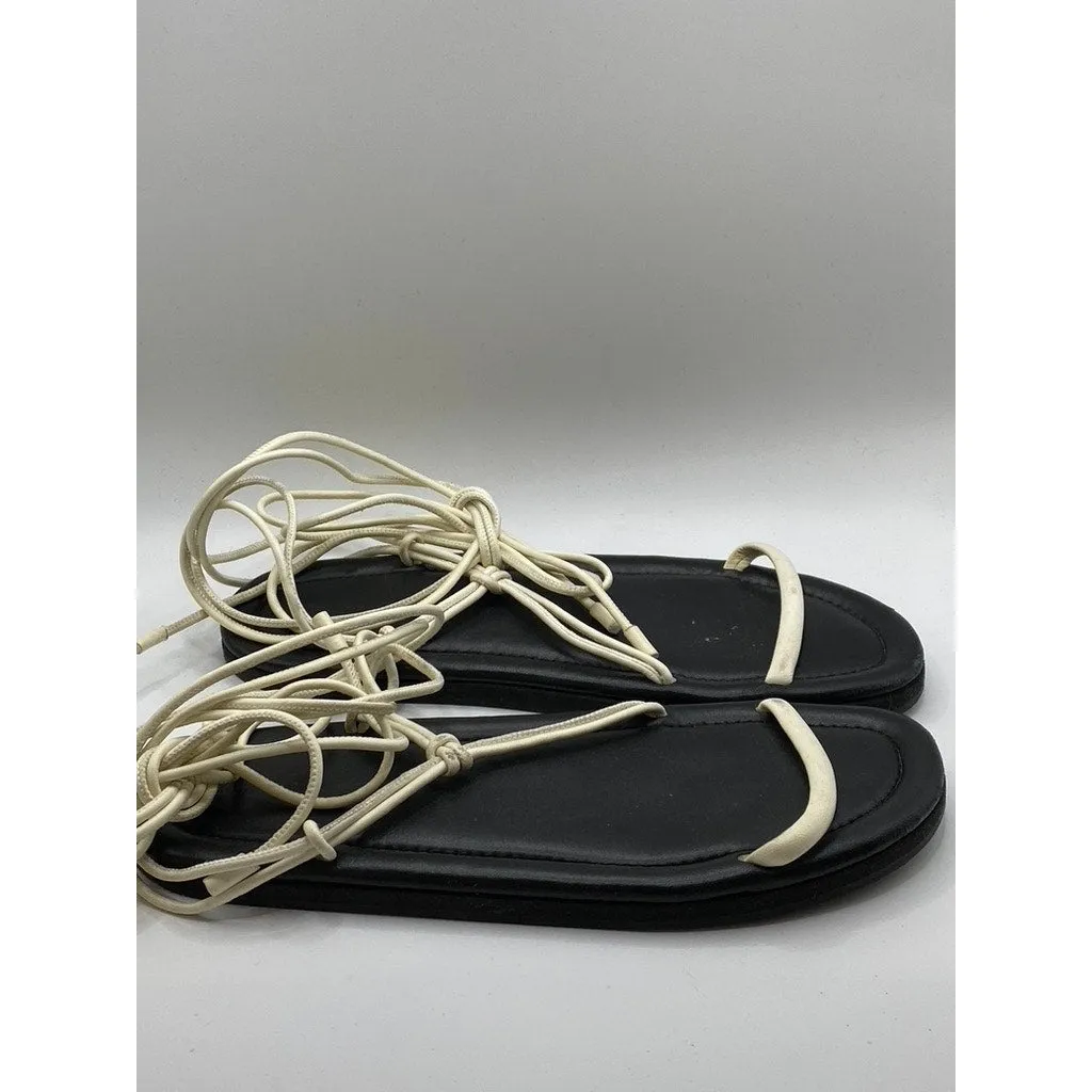 KHAITE Women's Cream Leather Ankle Strap Gladiator Sandals SZ 39(US9)