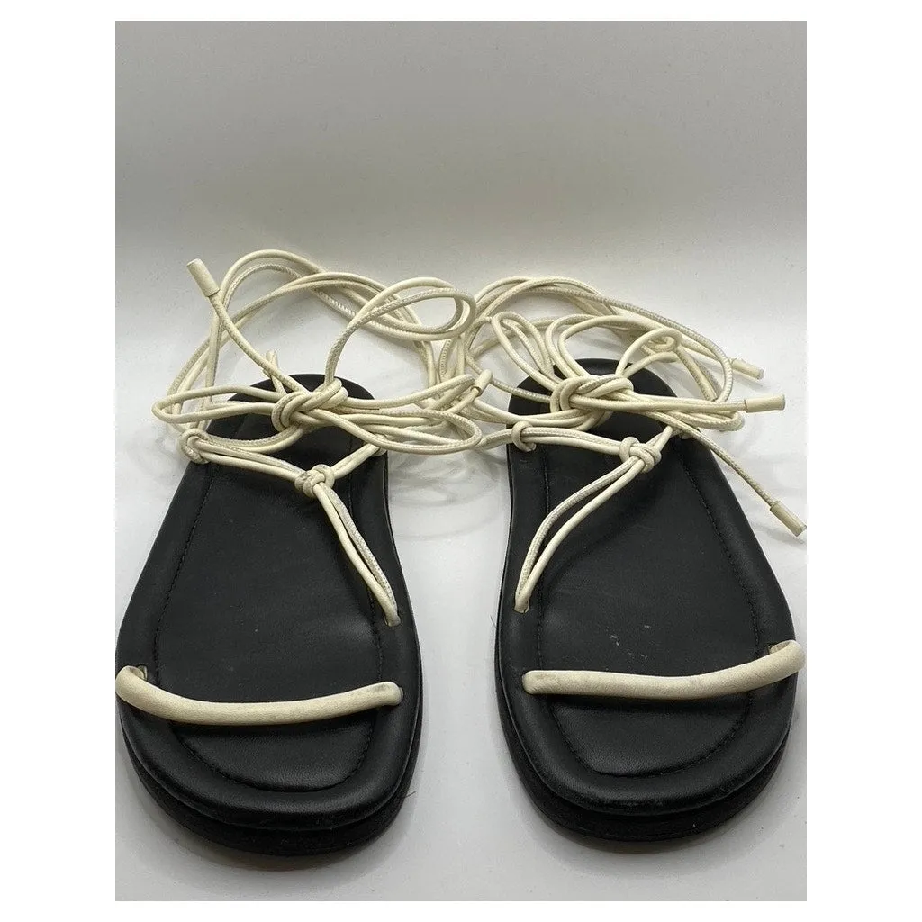 KHAITE Women's Cream Leather Ankle Strap Gladiator Sandals SZ 39(US9)