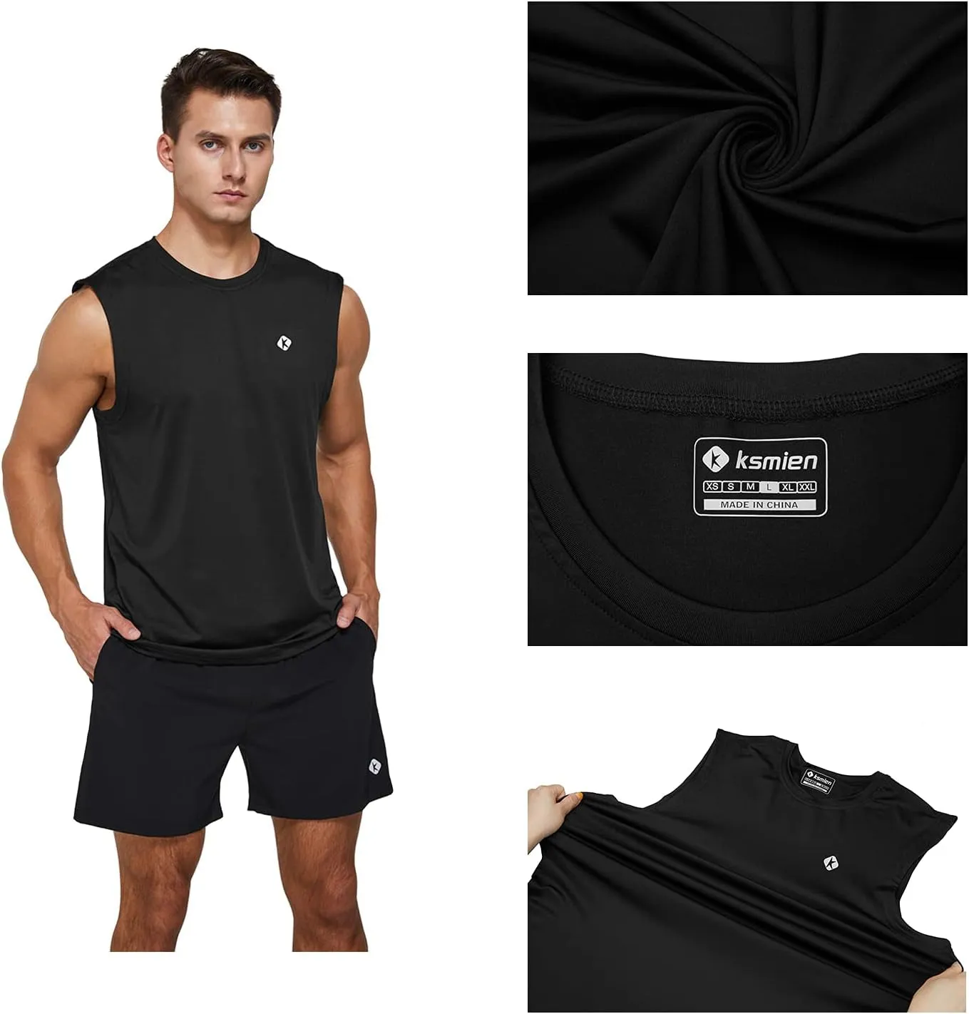 Ksmien Men's Sleeveless Quick Dry Workout/Bodybuilding Tank Top