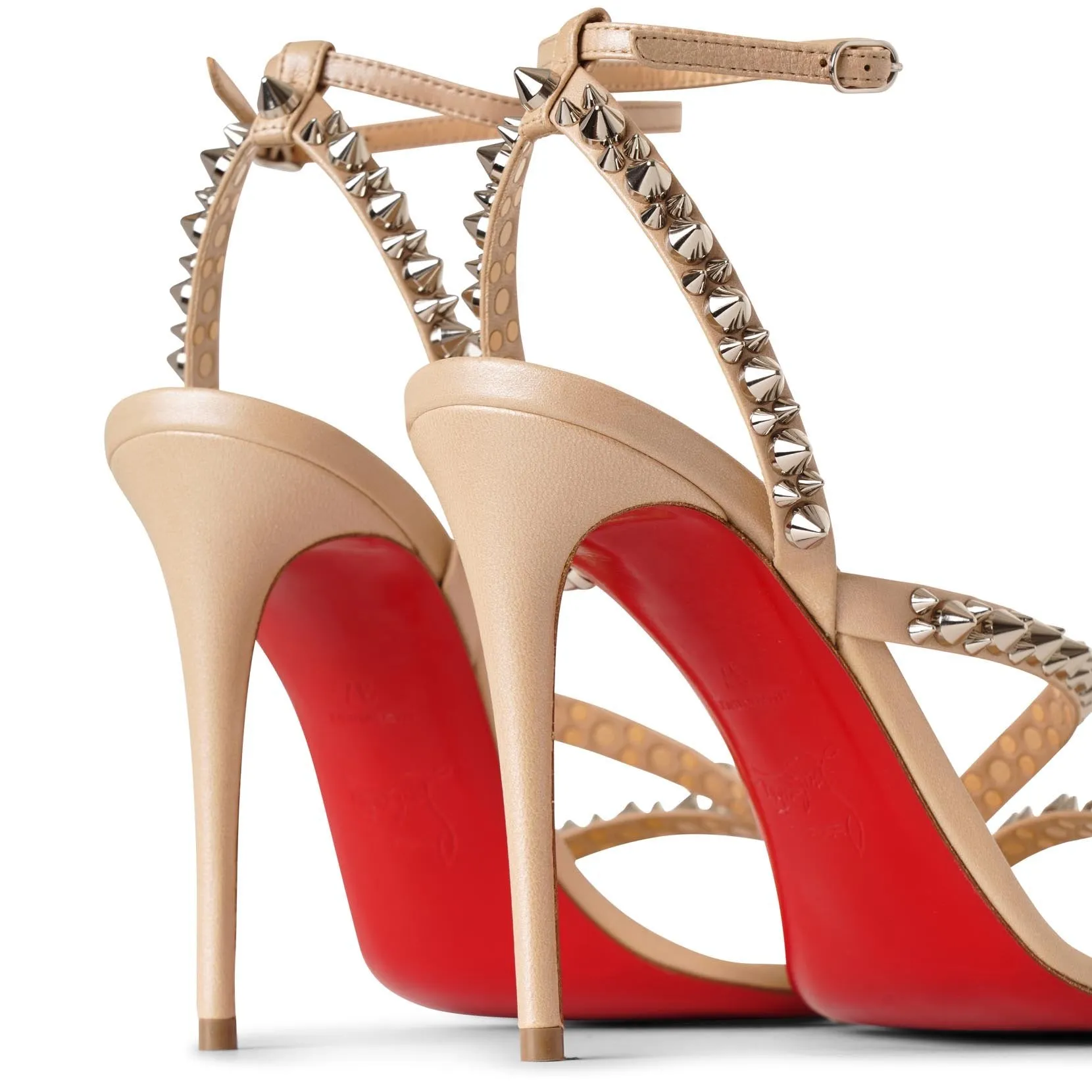 Mafaldina spikes 100 shimmer nude sandals