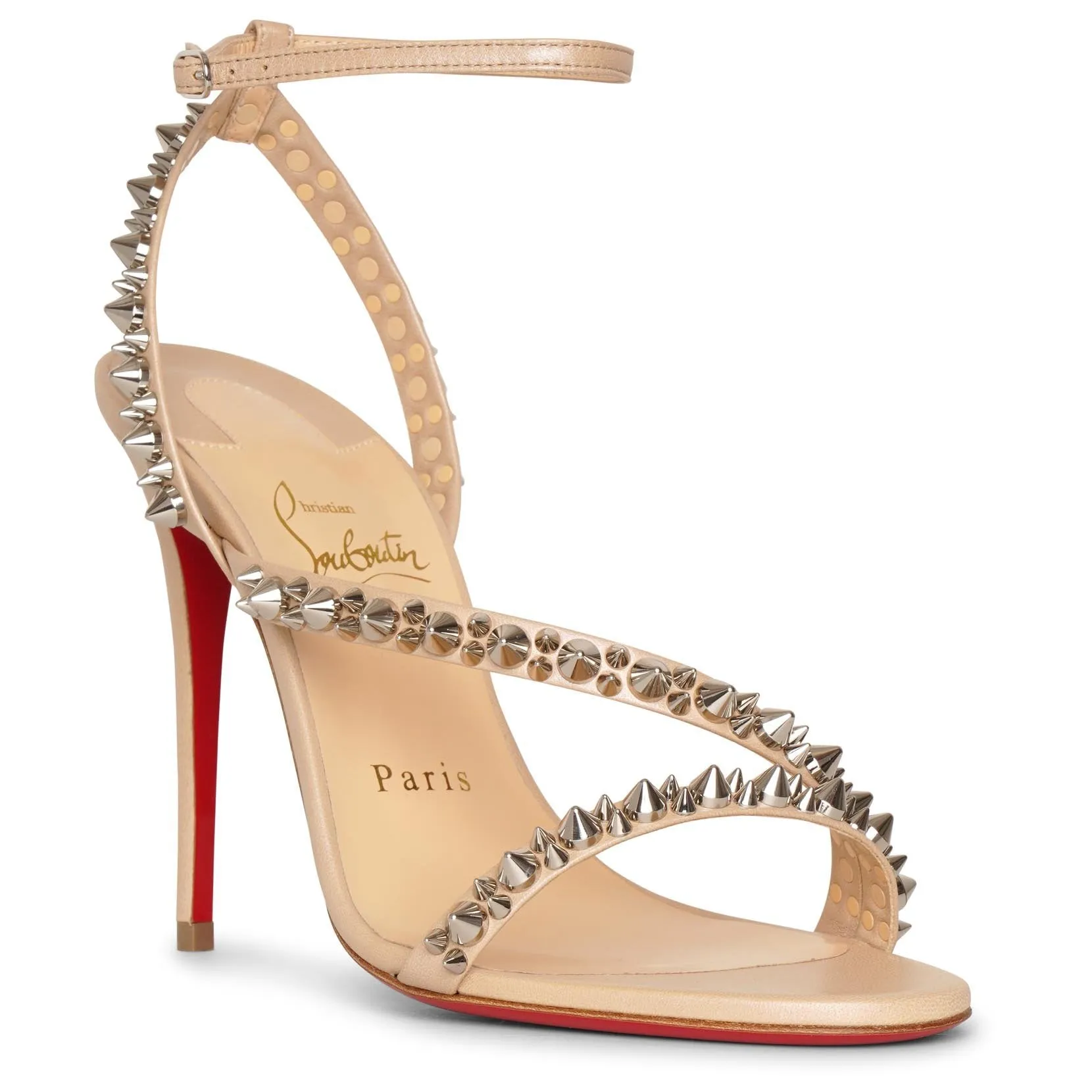 Mafaldina spikes 100 shimmer nude sandals