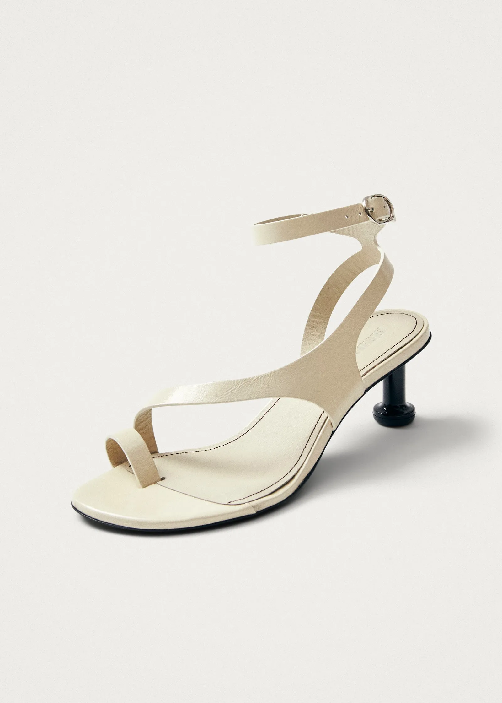 Miquela Onix Cream Leather Sandals