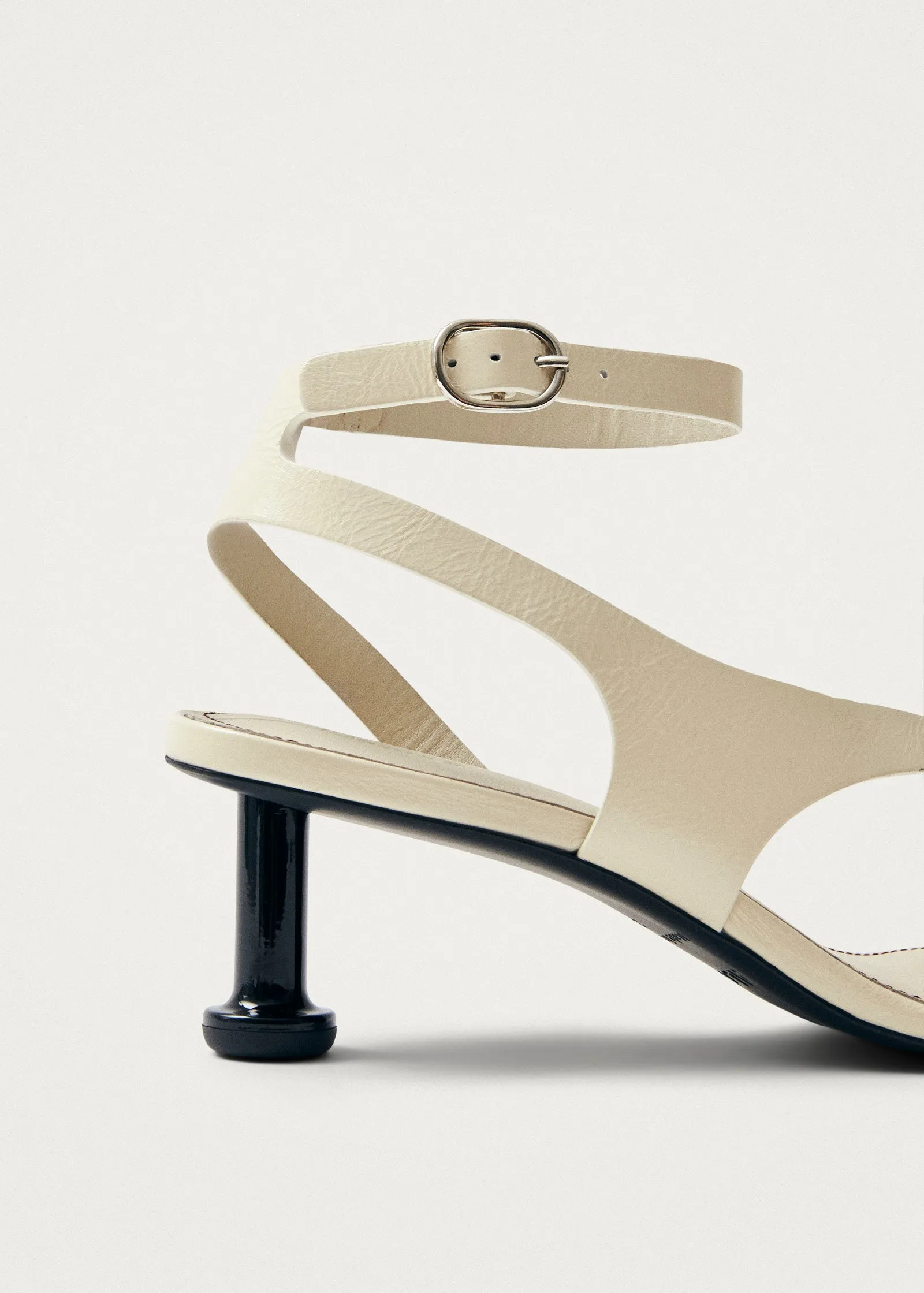 Miquela Onix Cream Leather Sandals