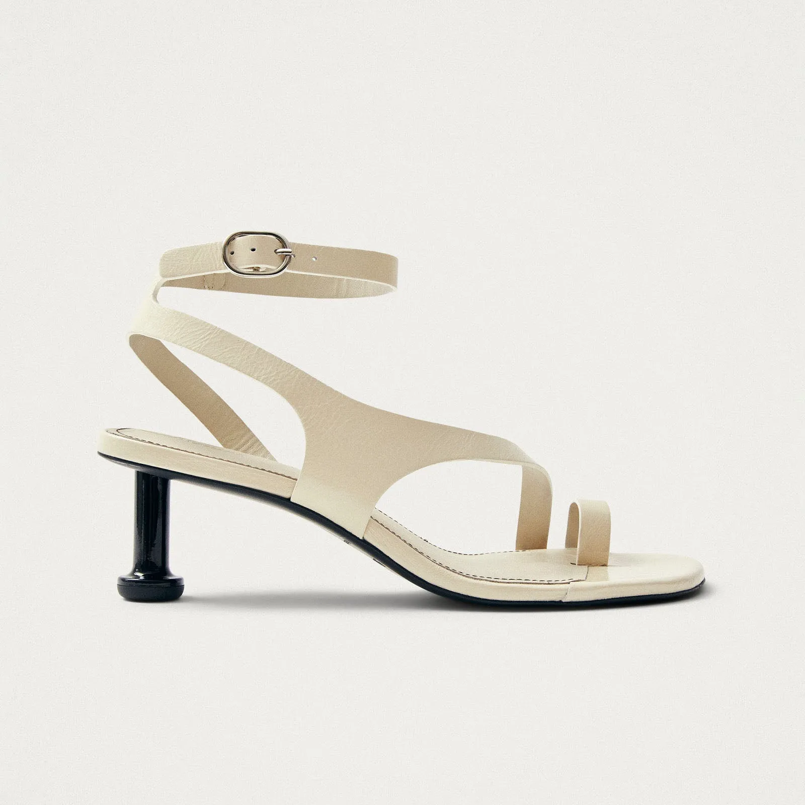 Miquela Onix Cream Leather Sandals
