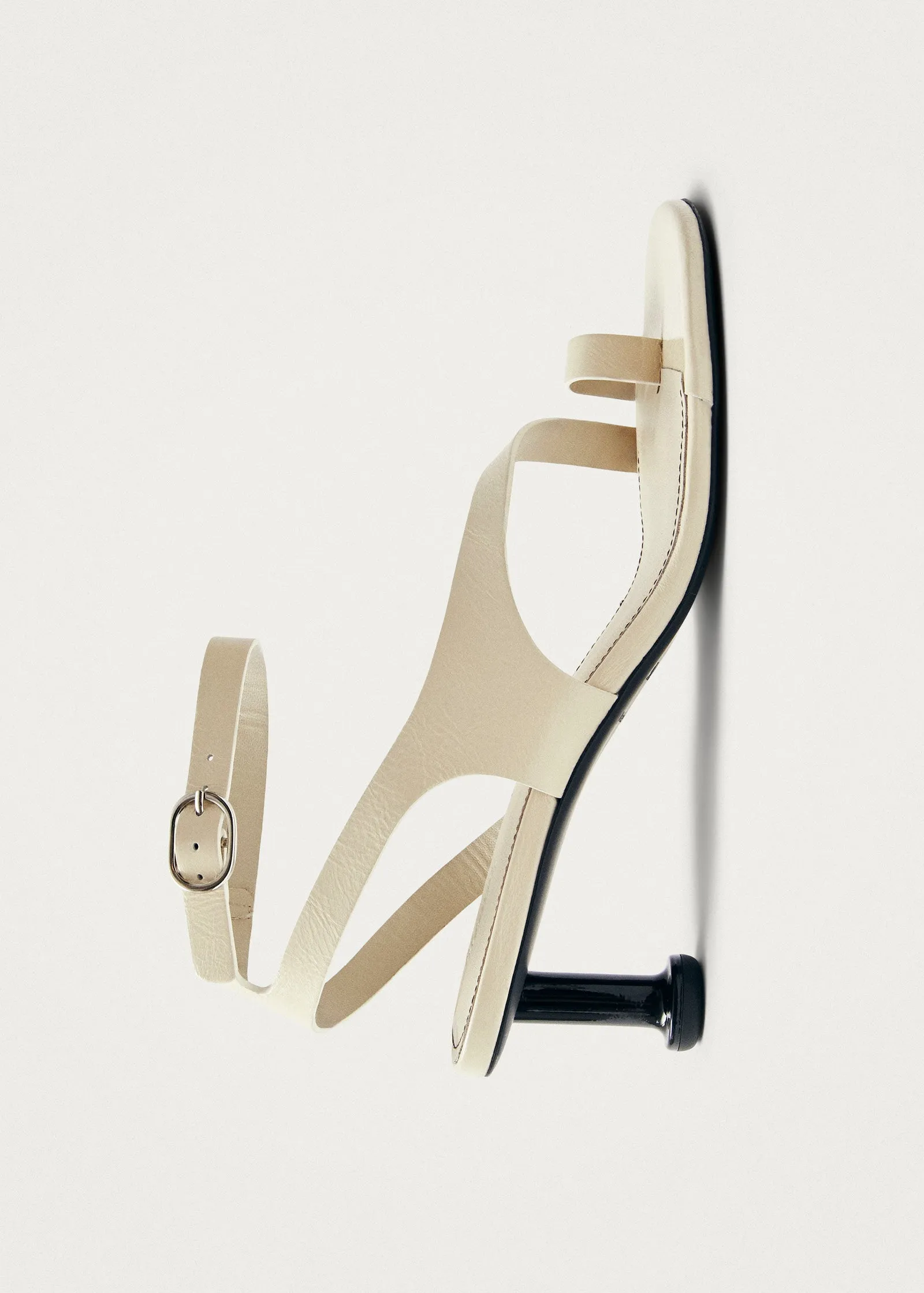 Miquela Onix Cream Leather Sandals