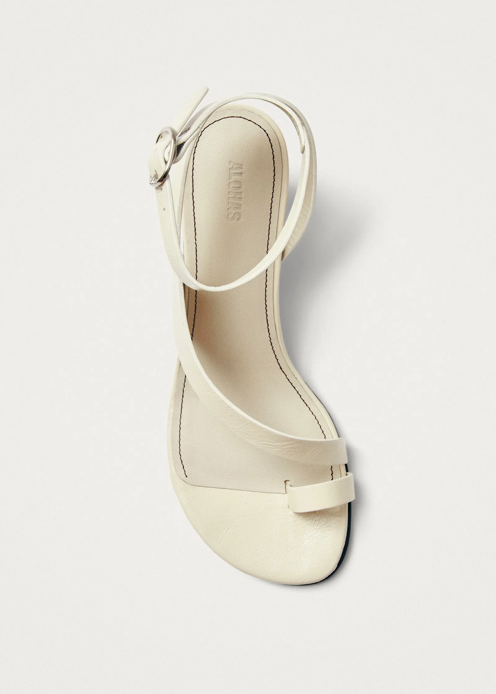 Miquela Onix Cream Leather Sandals