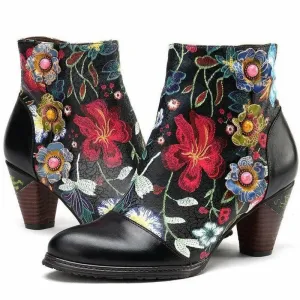 Old Western Handmade Colorful Black Leather Boots