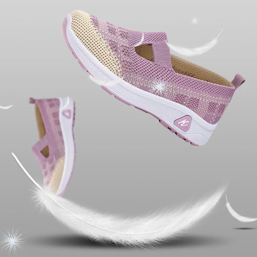 Padgene Women Walking Shoes Sock Sneakers Slip-On Breathable Mesh Trainers Women's Comfortable Casual Ladies Air Cushion Athletic Shoes Running Jogging Shoes