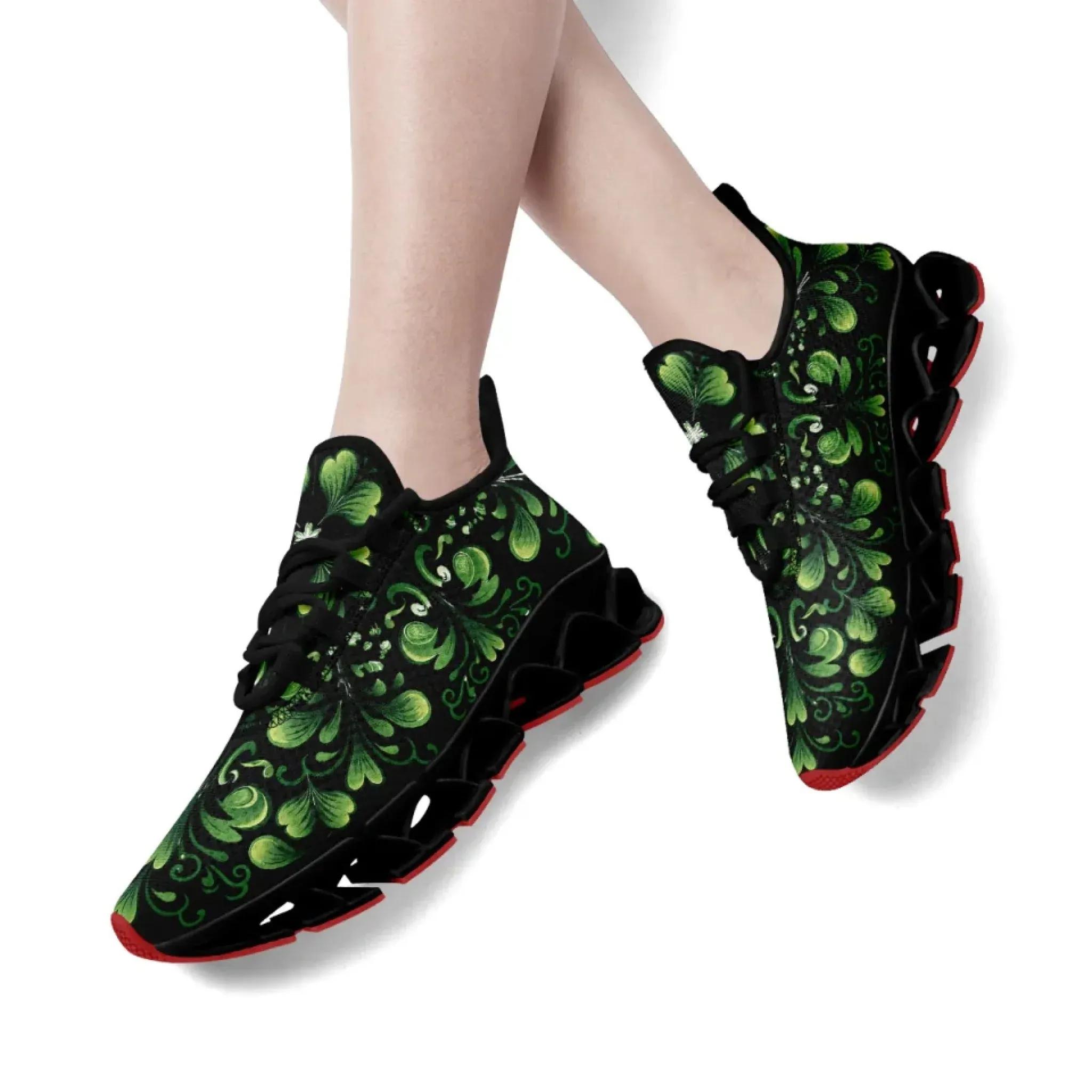 Personalized Breathable Green Sneakers, Custom Irish Pride Shoes, Walking, Jogging Shoes