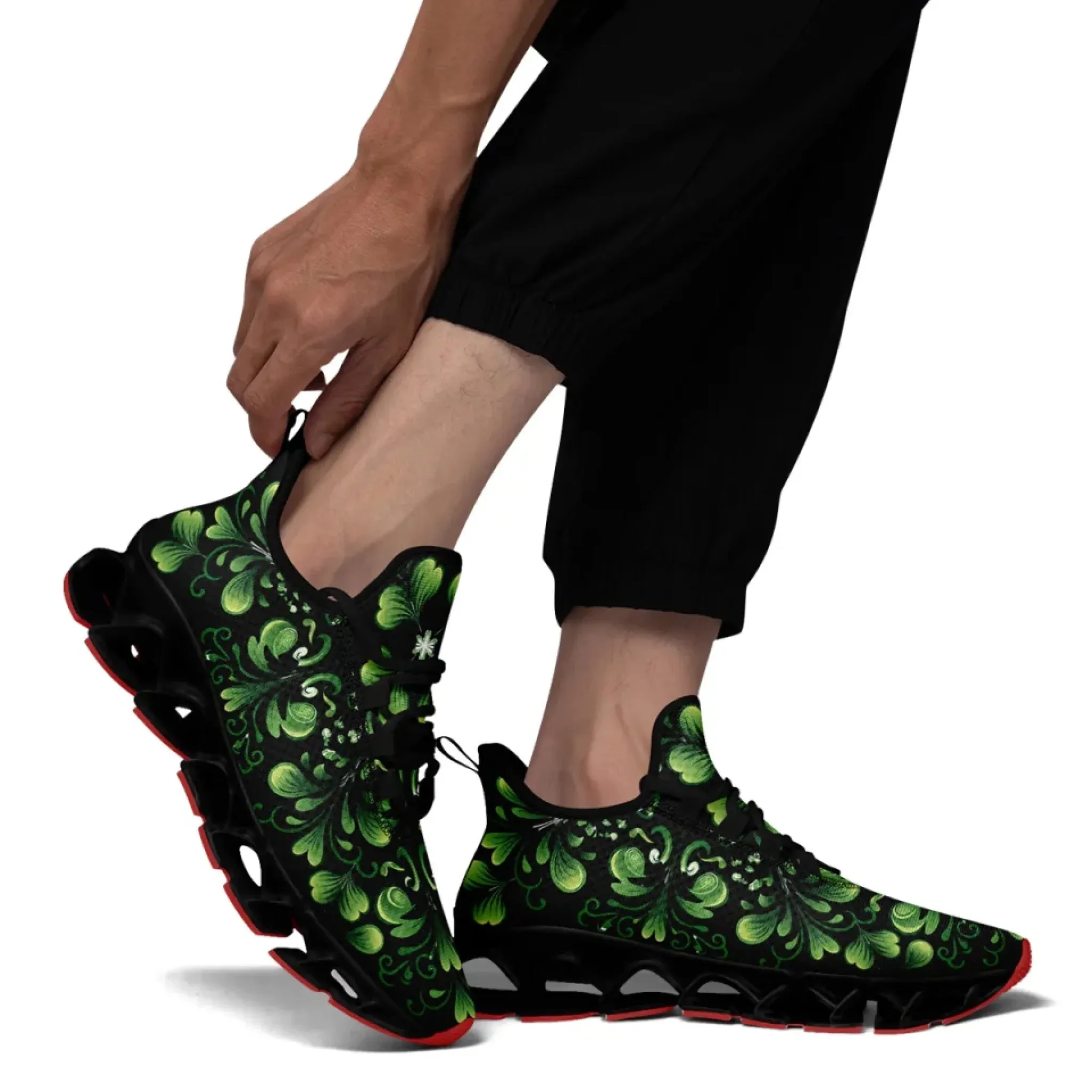 Personalized Breathable Green Sneakers, Custom Irish Pride Shoes, Walking, Jogging Shoes