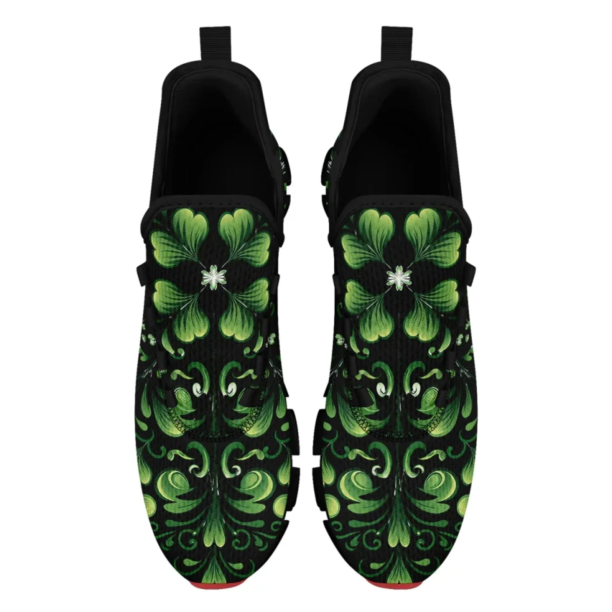 Personalized Breathable Green Sneakers, Custom Irish Pride Shoes, Walking, Jogging Shoes