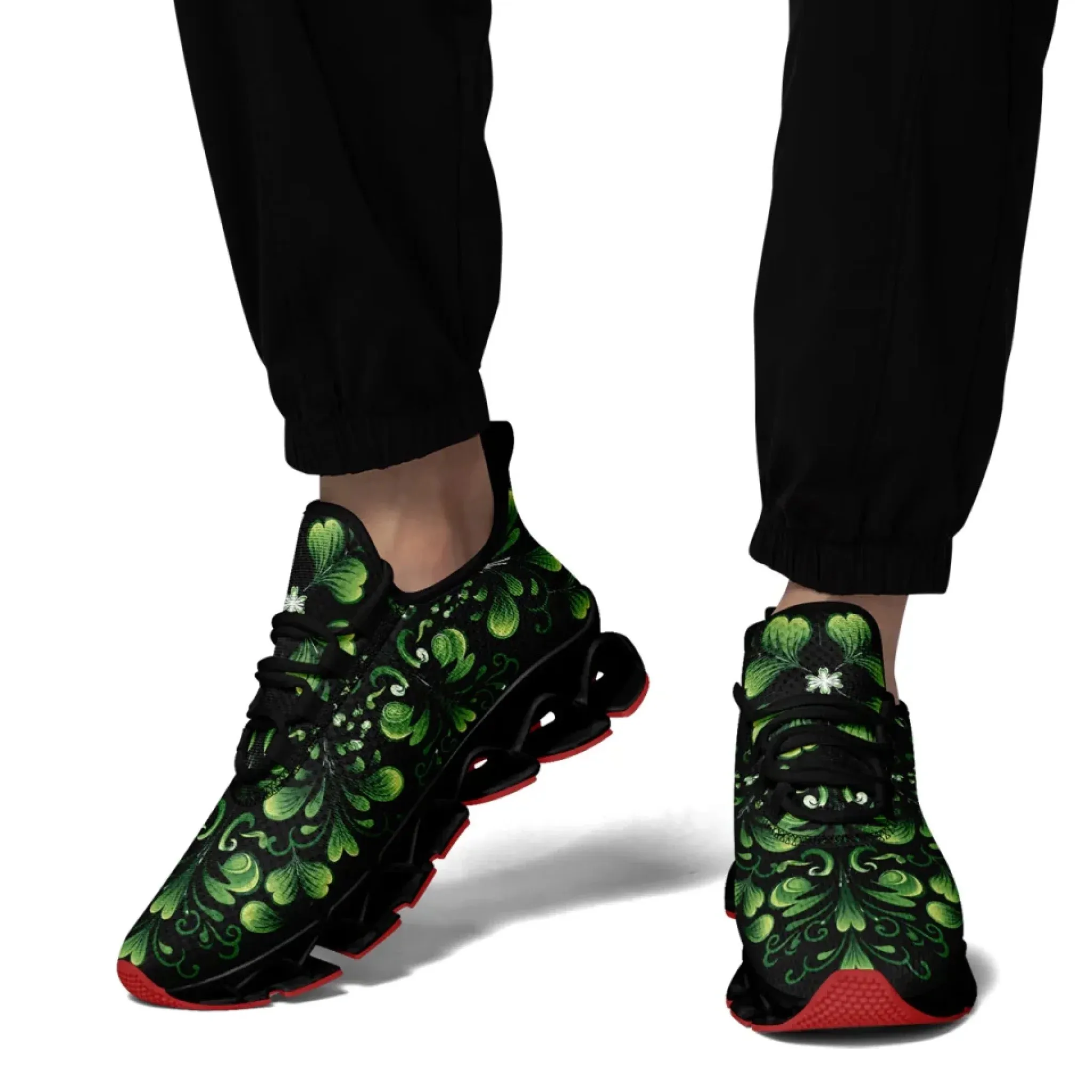 Personalized Breathable Green Sneakers, Custom Irish Pride Shoes, Walking, Jogging Shoes