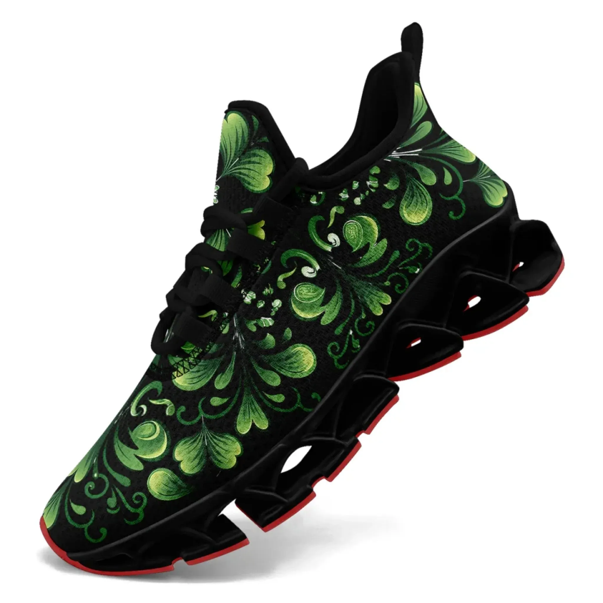 Personalized Breathable Green Sneakers, Custom Irish Pride Shoes, Walking, Jogging Shoes