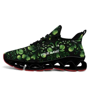 Personalized Breathable Green Sneakers, Custom Irish Pride Shoes, Walking, Jogging Shoes