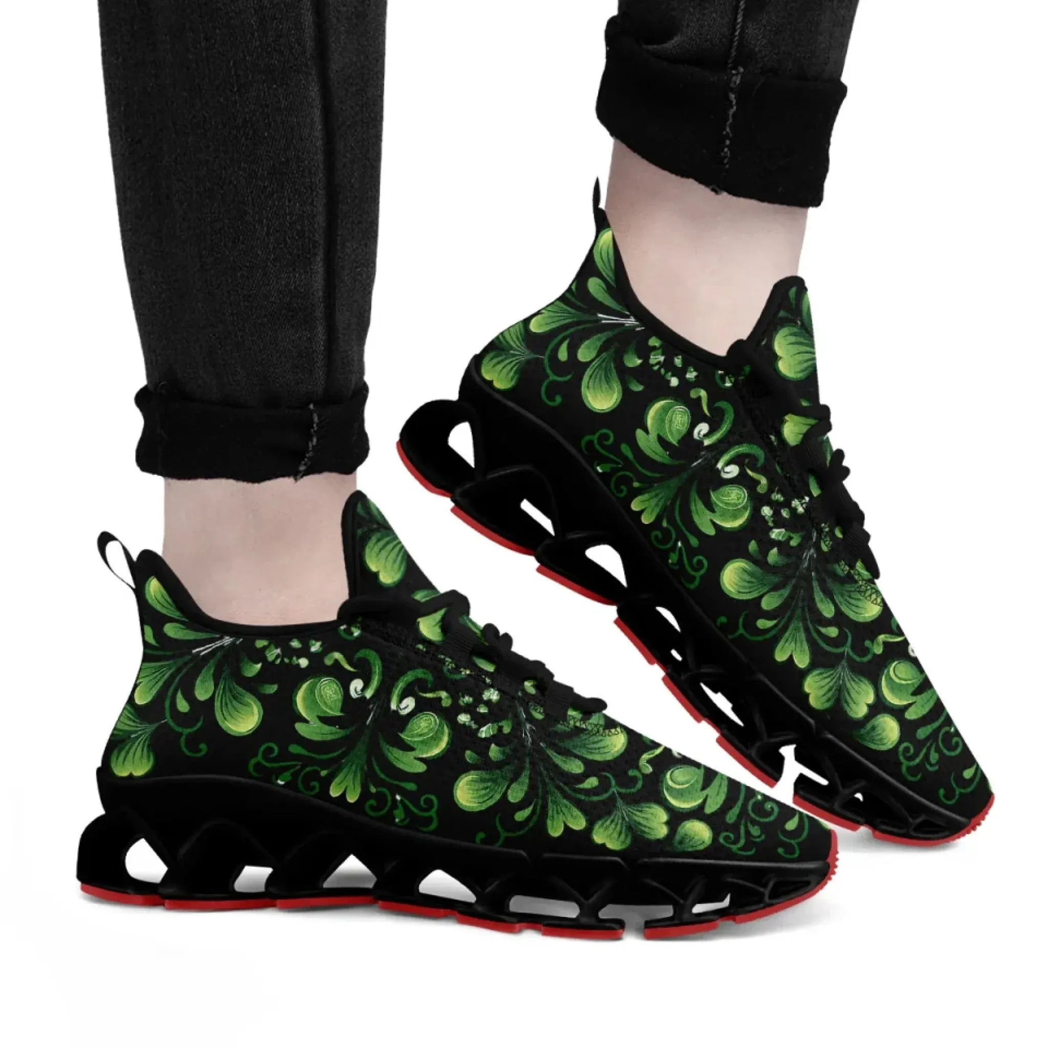 Personalized Breathable Green Sneakers, Custom Irish Pride Shoes, Walking, Jogging Shoes